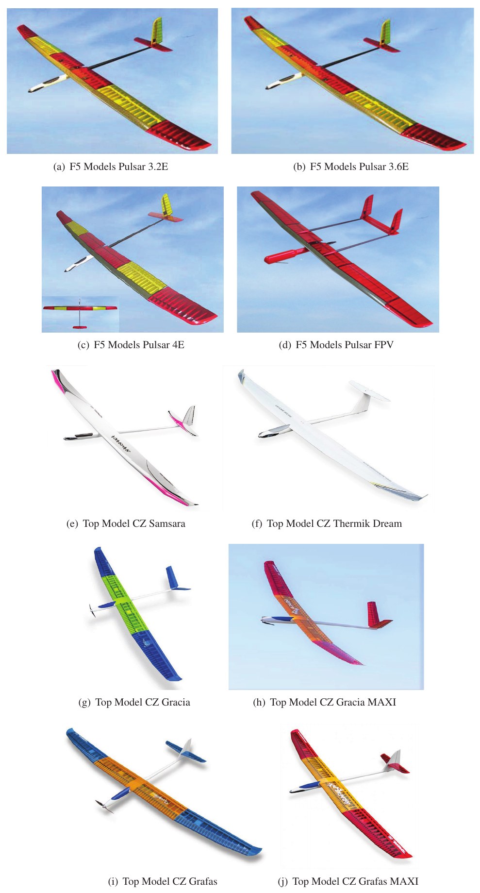 Figure 3. Photos of possible airframes (taken from F5 Models 24 and Top Model CZ 25 ).